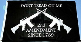 2nd Amendment Don&#39;t Tread on Me AR-15 M16 Crossed Rifles FLAG 3&#39;x5&#39; Black Guns - £13.58 GBP