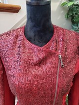 Basler Women&#39;s Red Sequin Long Sleeve Casual Full Zip Front Jacket Size 38 M - £86.99 GBP