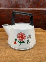 Vintage West Bend Metal Tea Kettle White Red Flowers The West Bend Company - £15.49 GBP