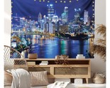 Cityscape Tapestry, Skyscrapers Downtown Pittsburgh American Night Skyli... - $27.99