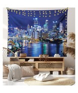 Cityscape Tapestry, Skyscrapers Downtown Pittsburgh American Night Skyli... - £22.02 GBP