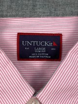 Untuck It Mens Large Slim Fit Button Down Shirt Long Sleeve Pink Striped - £17.71 GBP