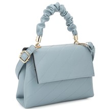 New Blue Color Fashion Smooth Wrinkle Handle Crossbody Hand Bag - $51.98