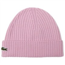 Lacoste unisex ribbed wool beanie in PINK - size One Size - £37.78 GBP