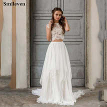 Smileven  Boho Wedding Dress 2 Pieces Sleeveless Sexy Lace Beach Bride D... - £604.14 GBP+