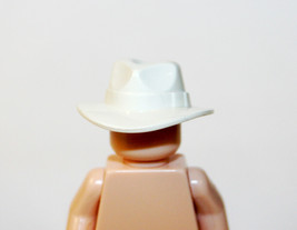 White Cowboy Fedora Hat for Building Minifigure Bricks US - £3.85 GBP