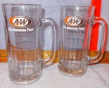 Two Large A&amp;W Glass 7 inch Root Beer Mugs Heavy Glass Oval Logo - $24.95