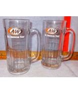 Two Large A&amp;W Glass 7 inch Root Beer Mugs Heavy Glass Oval Logo - $24.95