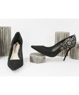 Sophia Webster Black Floral Applique Suede High Heel Pump Shoes 38 New - $390.56