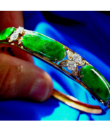 Earth mined Imperial Jadeite Jade Diamond Antique Deco Bangle Bracelet 1... - $53,038.94 CAD