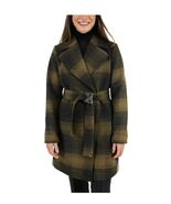 Frye Womens Wrap Coat Green Multicolor Plaid Pockets Self-Tie Belt Heavy... - $132.45 CAD