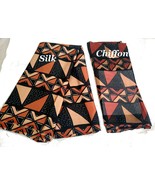6 Yards African Bogolan  Ankara Wax Prints Fabric.Silk Satin &amp; Chiffon- 001 - £40.05 GBP