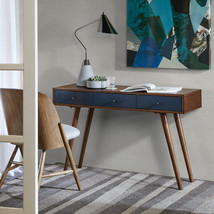 3 Drawer Writing Desk Wood Frame - Blue Color - £309.89 GBP