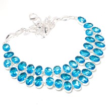 London Blue Topaz Oval Shape Handmade Ethnic Gifted Necklace Jewelry 18&quot; SA 4660 - £17.61 GBP