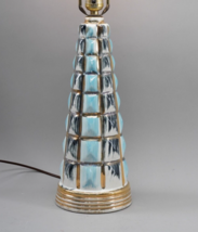 Vtg Mid Century Modern Retro Atomic Table Lamp Turquoise, Black &amp; Gold Accents - £74.95 GBP