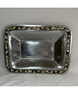Natural Stone Inlay Platinum Silver Pewter Decorative Bowl Plate Decor - $620.76 MXN
