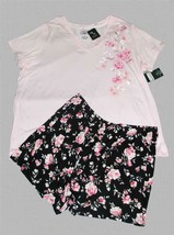 2-Pc Laura Ashley Black Pink Roses S/S Top &amp; Shorts Wm&#39;s Plus Pajamas NW... - $34.99