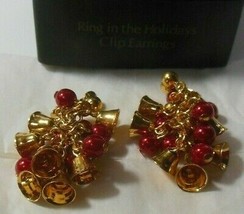 Vintage AVON Ring In The Holidays Clip Earrings 1.3/4&quot; Long - $18.80
