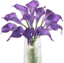 Calla Lily Purple Artificial Flowers 12Pcs Table Flower Decor Faux Calla, Purple - £23.97 GBP
