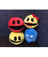 Namco Ms Pac-Man Yellow Red Blue Ghost Pac Man Retro 4pc  Plush Lot - £77.90 GBP