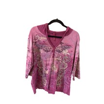 Gitano Womens Size 18 20 3/4 Sleeve Hooded Tshirt y2k Vintage hooded shirt Burgu - £13.23 GBP