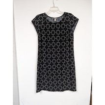 Merona Size Medium Dress Cap Sleeve Black White Fitted Modest Womens Polka Dot - £11.95 GBP