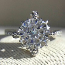 Gorgeous 2.95Ct Round Cut Diamond Engagement Ring Solid 14k White Gold Size 8.5 - £201.42 GBP