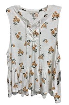 Lucky Brand Women’s Blouse Top Sleeveless Cotton Front Tie Size L XL Floral - £12.57 GBP