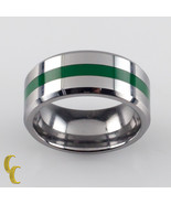 Uomo Carburo di Tungsteno Fedina con Verde Righe Misura 5 - $100.06