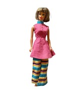 Vintage Barbie Clone Doll Outfit Mod Pink Tunic Top Multi Stripe Pants - £23.35 GBP