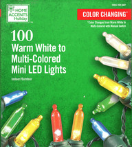HOME ACCENTS HOLIDAY 1003 203 687 100CT COLOR CHANGING MINI LED 28&#39; - NEW - £22.21 GBP