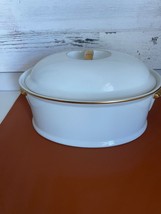 Vintage Andrea By Sadek Oven Cookware Oval Covered 2 Qt Dish Lid Gold Trim 8273 - £60.93 GBP