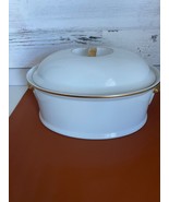 Vintage Andrea By Sadek Oven Cookware Oval Covered 2 Qt Dish Lid Gold Tr... - £59.44 GBP