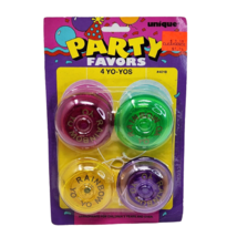 VINTAGE UNIQUE PARTY FAVORS PACK OF 4 YO-YOS RAINBOW YO YO NEW IN PACKAGE - £14.95 GBP