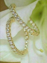 3Ct Redondo Imitación Corte Diamante Huggie Aro Aretes 14K Oro Amarillo Chapado - £58.95 GBP