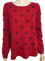 NWT Talbots Woman Petites Red Sparkle Dot Long Sleeve Pullover Sweater 3XP - £37.96 GBP