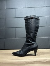 Lands End Black Leather Knee High Gothic Witch Boots Women’s Sz 8.5 B - $54.96