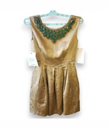 Shoshanna Gold Metallic Brocade Dress Jeweled Collar Woman&#39;s Sz 0 The Re... - $40.93 CAD