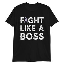 Fight Like a Boss Stomach Cancer Awareness Periwinkle Blue Ribbon T-Shirt - $19.55+