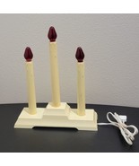 Vintage 3 Light Window Candle Electric Plastic Drip Candelabra Red Bulbs - $19.75