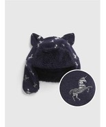 New Gap Kids Girls Navy Silver Fleece Sherpa Unicorn Trapper Winter Hat ... - $19.99