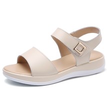 Women Sandals Soft Leather Women&#39;s Fashion Shoes Buckle Design Handy Ladies Sand - £35.67 GBP