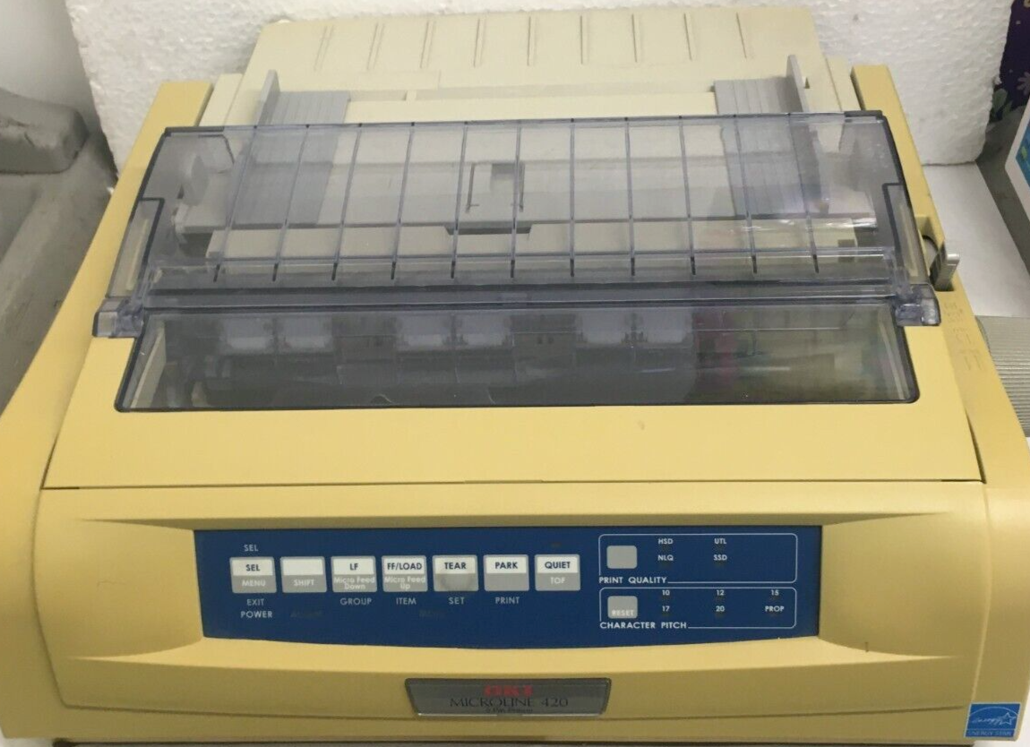 OkiData 9-Pin Microline 420 Dot Matrix Printer  yellow used condition - $290.07