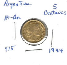 Argentina 5 Centavos, aluminum-bronze, 1944, KM 15, Double die error - £1.40 GBP