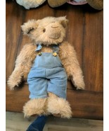 large 15&quot; primitive plush joined bear in overalls - $13.55 CAD
