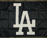 Los Angeles Dodgers Logo Flag 3x5 ft Black White Banner Man-Cave Garage - $15.99