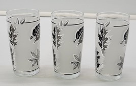 *MM2) Lot of 3 Libbey Glass Company Silver Foliage Leaves 4oz Flat Juice... - $9.89