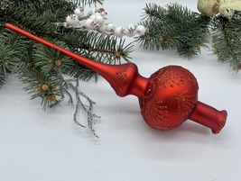 Vintage red Christmas glass tree topper, mercury Xmas glass tree final topper - £12.82 GBP