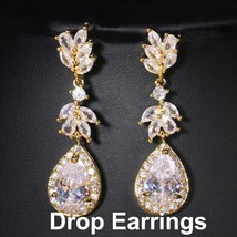 Fashion Leaf Zircon Clips Earrings for Women Silver Color Drop Water Clip Earing - £10.33 GBP
