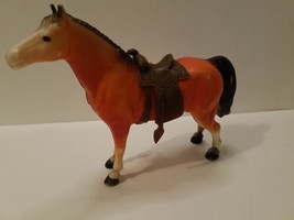 Vintage WS Toys Molded Hard Plastic Horse #2152 w/ Saddle Made in Hong Kong 6&quot; - £14.06 GBP